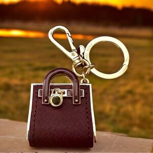 MICHAEL KORS Key Chain or Bag‎ Charm in Burgundy & Gold